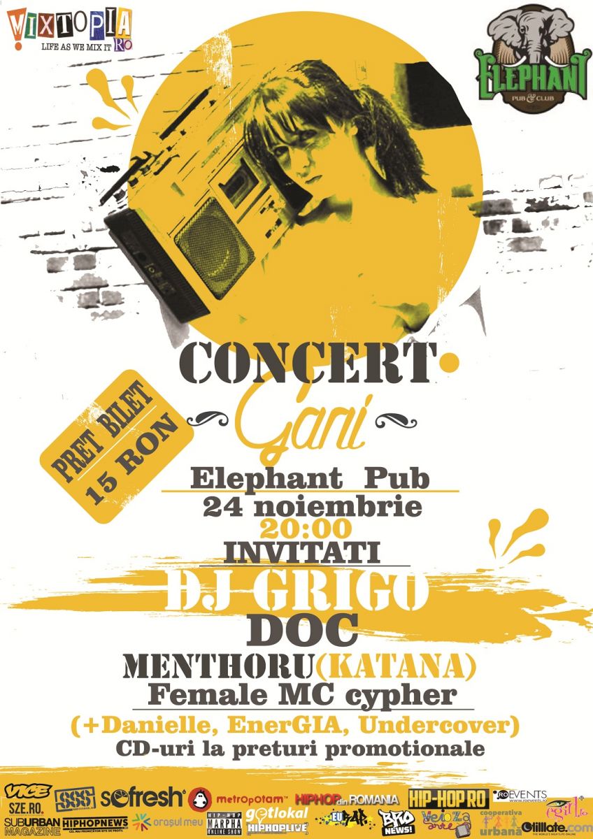 Concertul Gani, 24 Noiembrie la Elephant Pub